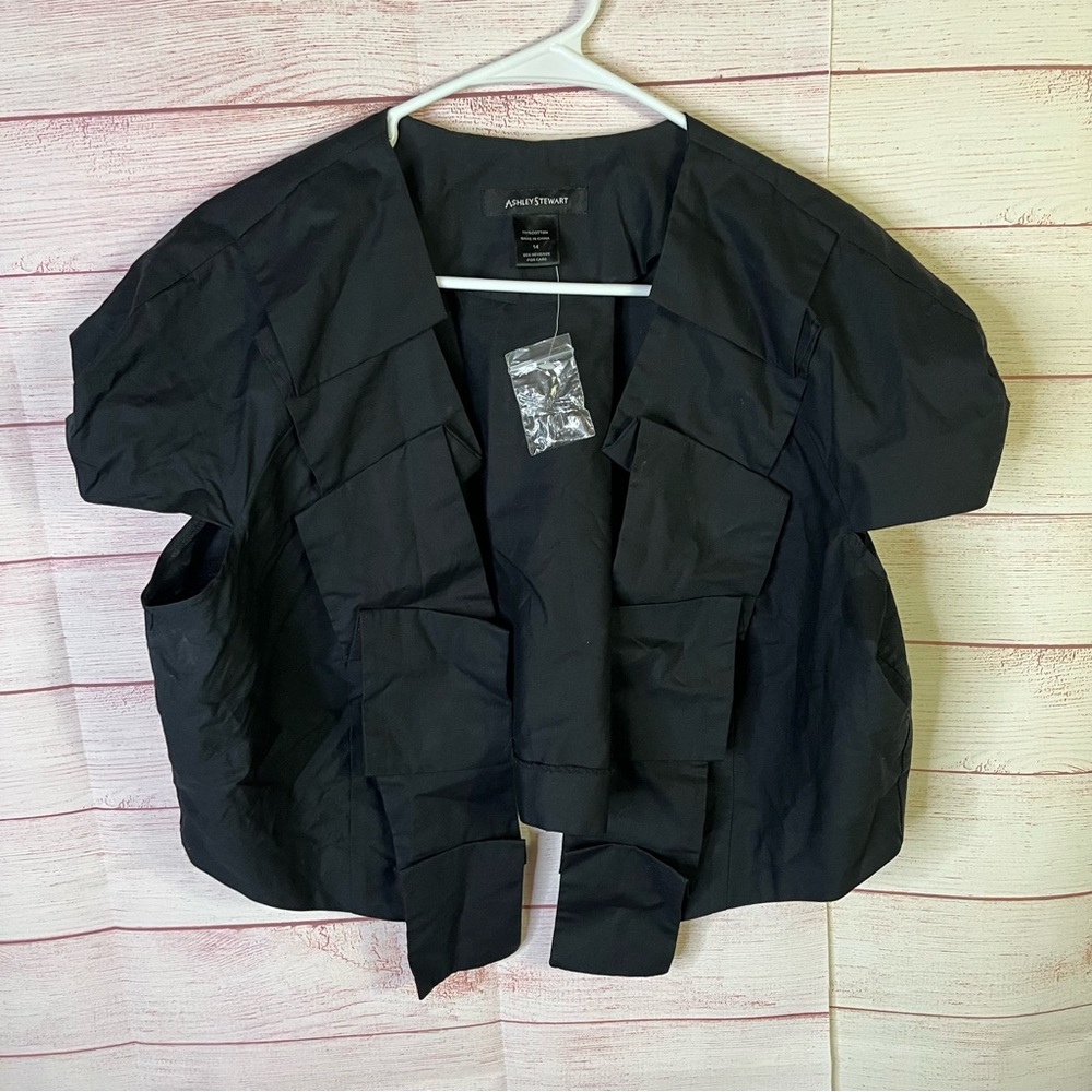 Ashley Stewart Black Pull Over Shrug Covering Size 14